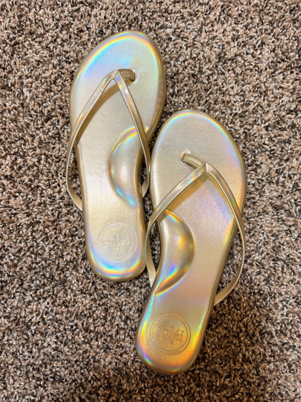 Golden Iridescent Women's Flip Flop Slippers